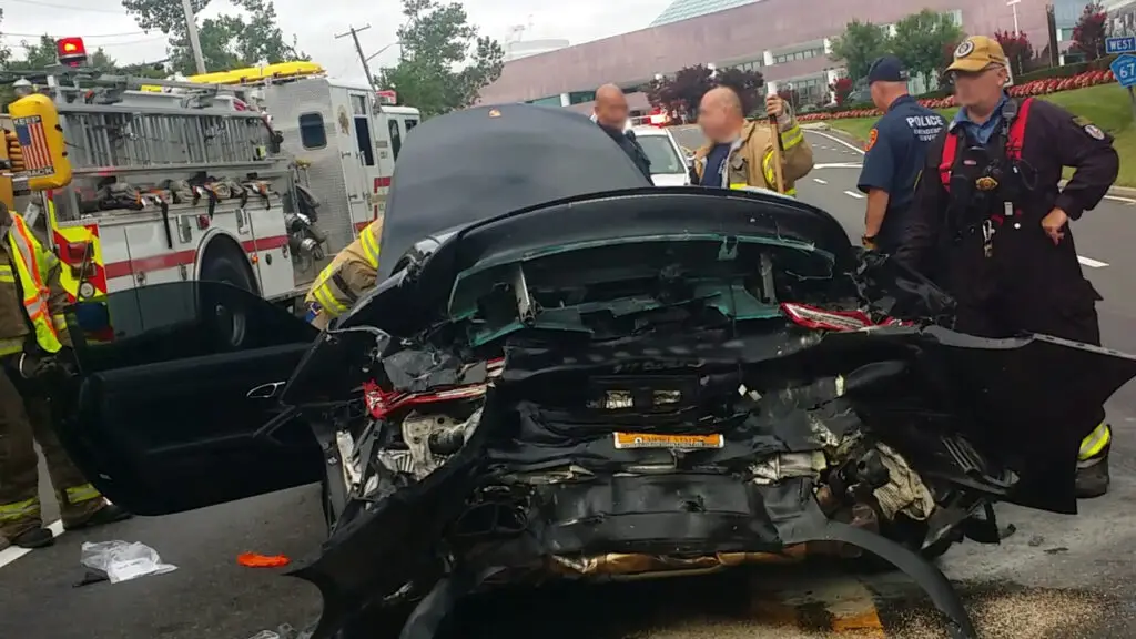 rear end crash of a wrecked car