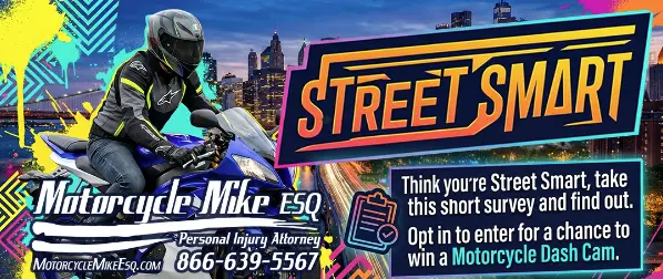 coloful image of a motorcycle rider promoting a contest